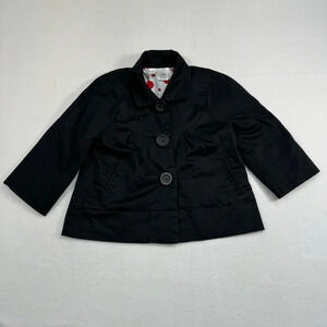No Boundaries 3/4 Sleeve Button Jacket Womens Size XS Black Pockets Short